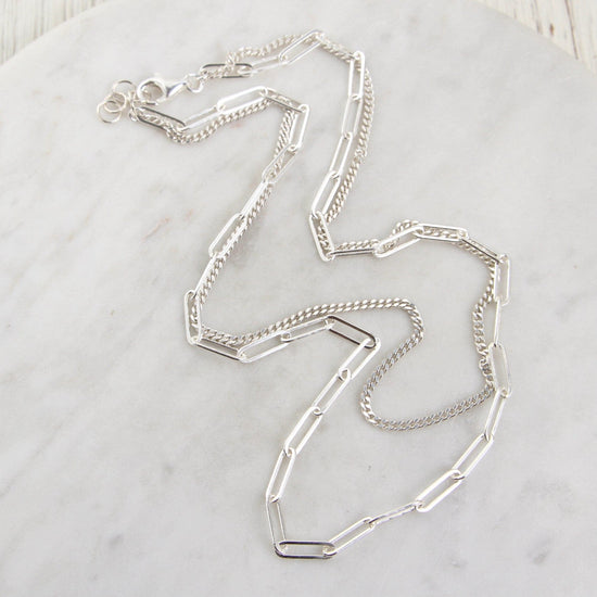 Paperclip Fob Chain Necklace in Sterling Silver - Heavy – Jems of Remuera